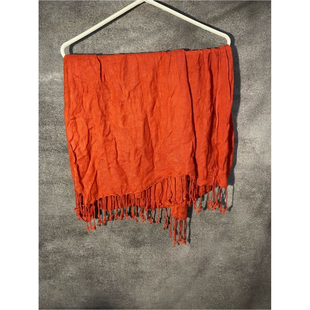 Burnt Orange Pashmina Style Wrap Shawl Scarf Fringe 100% Viscose Made in India